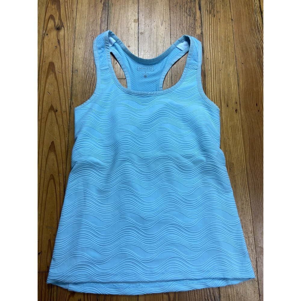 ATHLETA Women's S Blue Waves Athletic‎ Back Pocket Racerback Tank Top